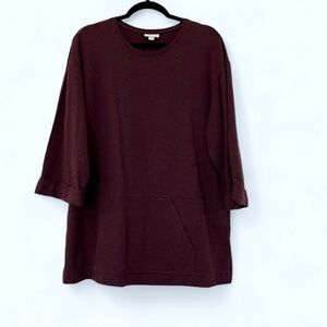 2/$30 Pure Jill Oversized Pima Cotton Modal Tunic 3/4 Sleeve Plum Purple SZ L